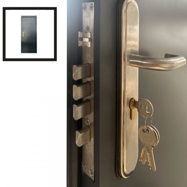 High Security  9-point/multi point lock - Thumb Turn Inside, Key Lock Exterior + 3 Keys + Handle